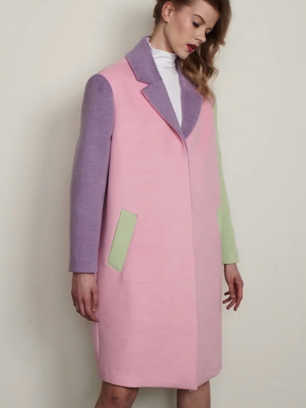 Olivia Rubin - Beatrix Pink Colourblock Coat -SZ 10